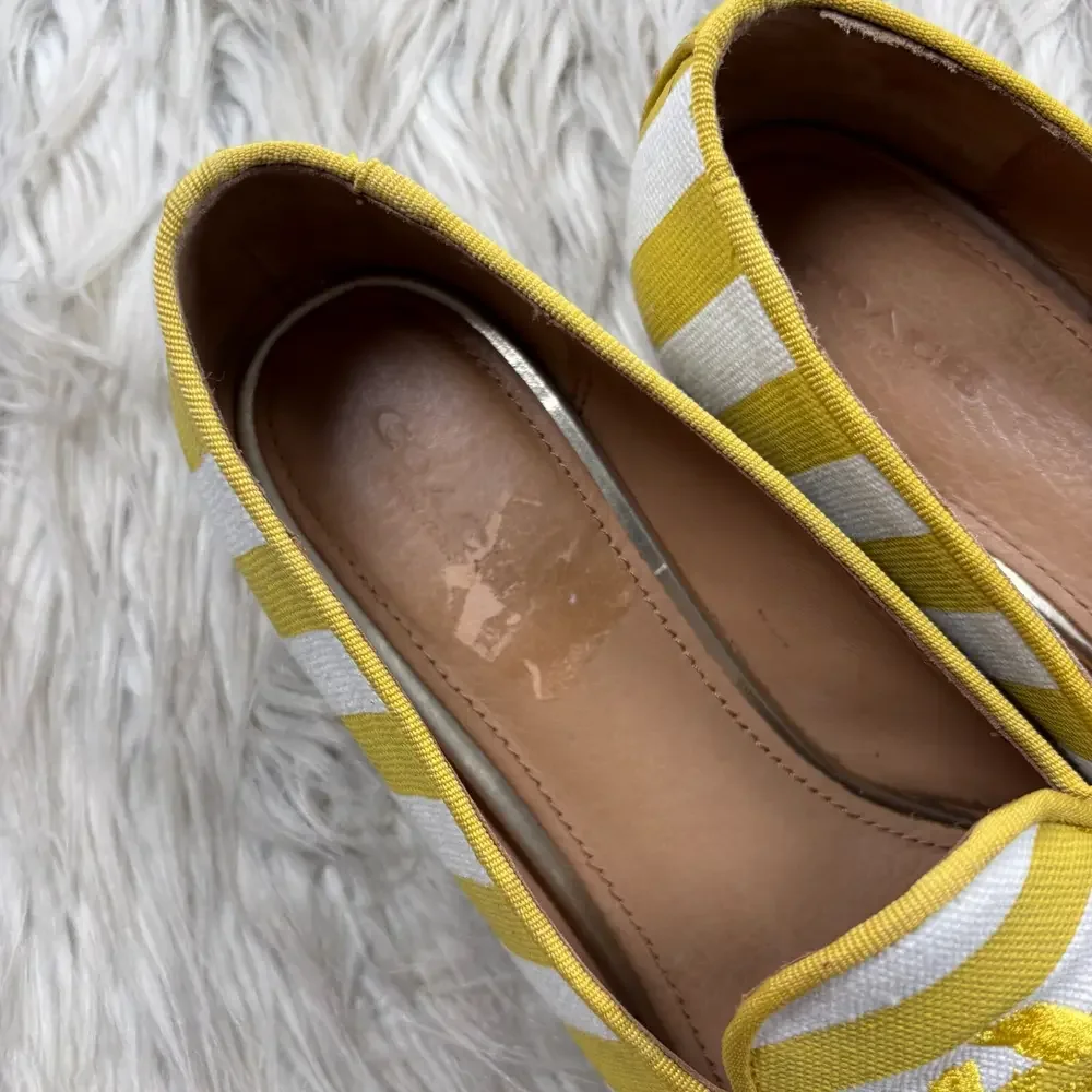 Coach Women's 8.5 Utopia Lobster Loafers Woven Yellow White Stripe Embroidered - Picture 7 of 9